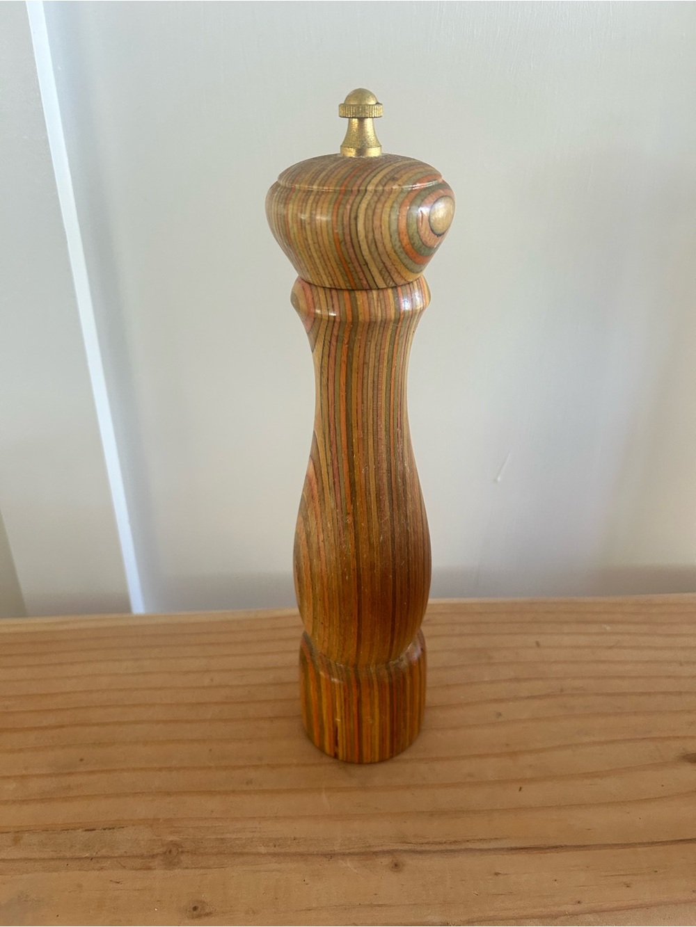 Mr Dudley Vintage Wooden Pepper Mill Shaker Multicolored Rainbow 10”